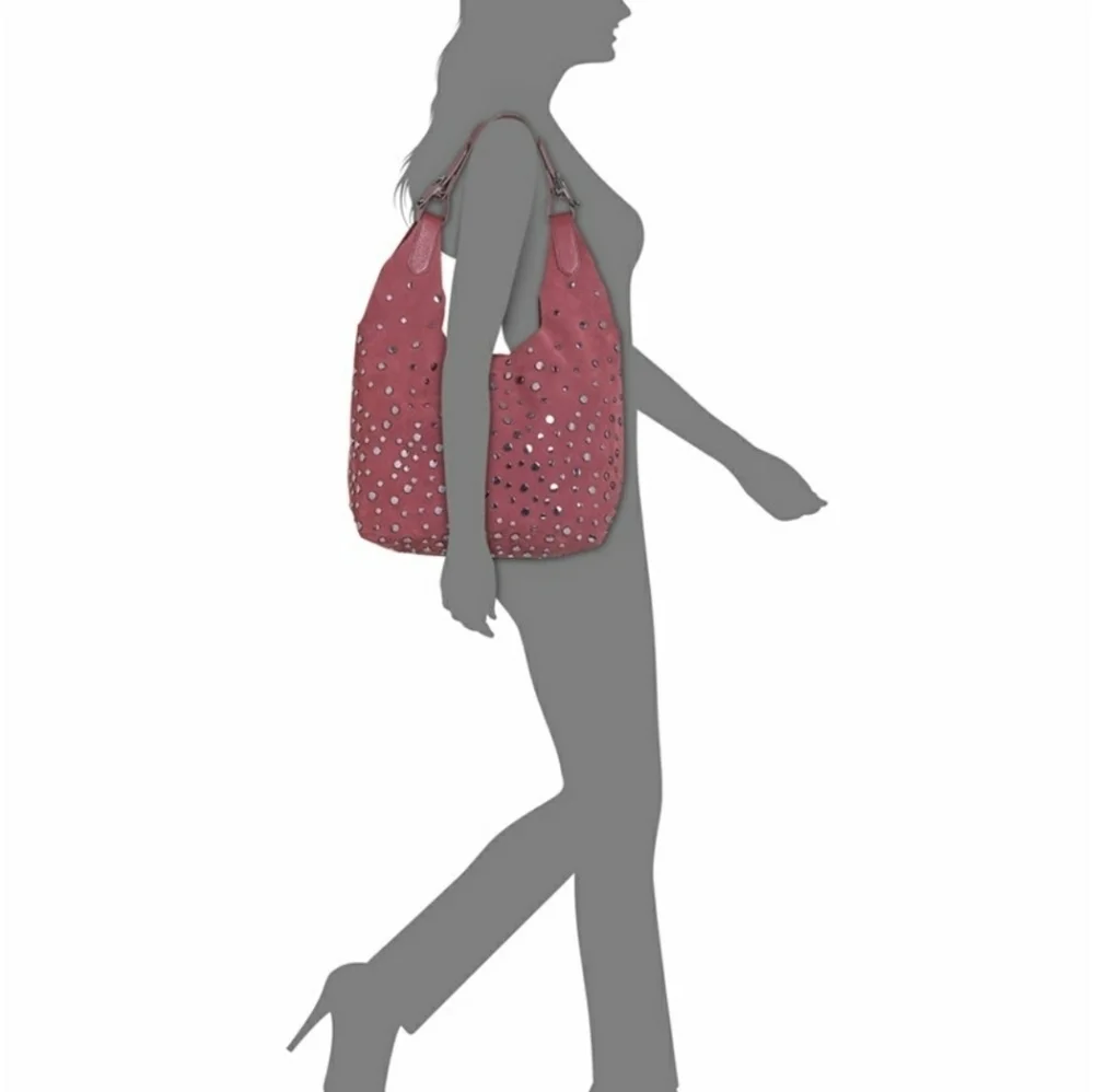 DKNY WES COLLECTION STUDDED BOHO SUEDE BAG OXBORD‎ SHOULDER HOBO PURS…